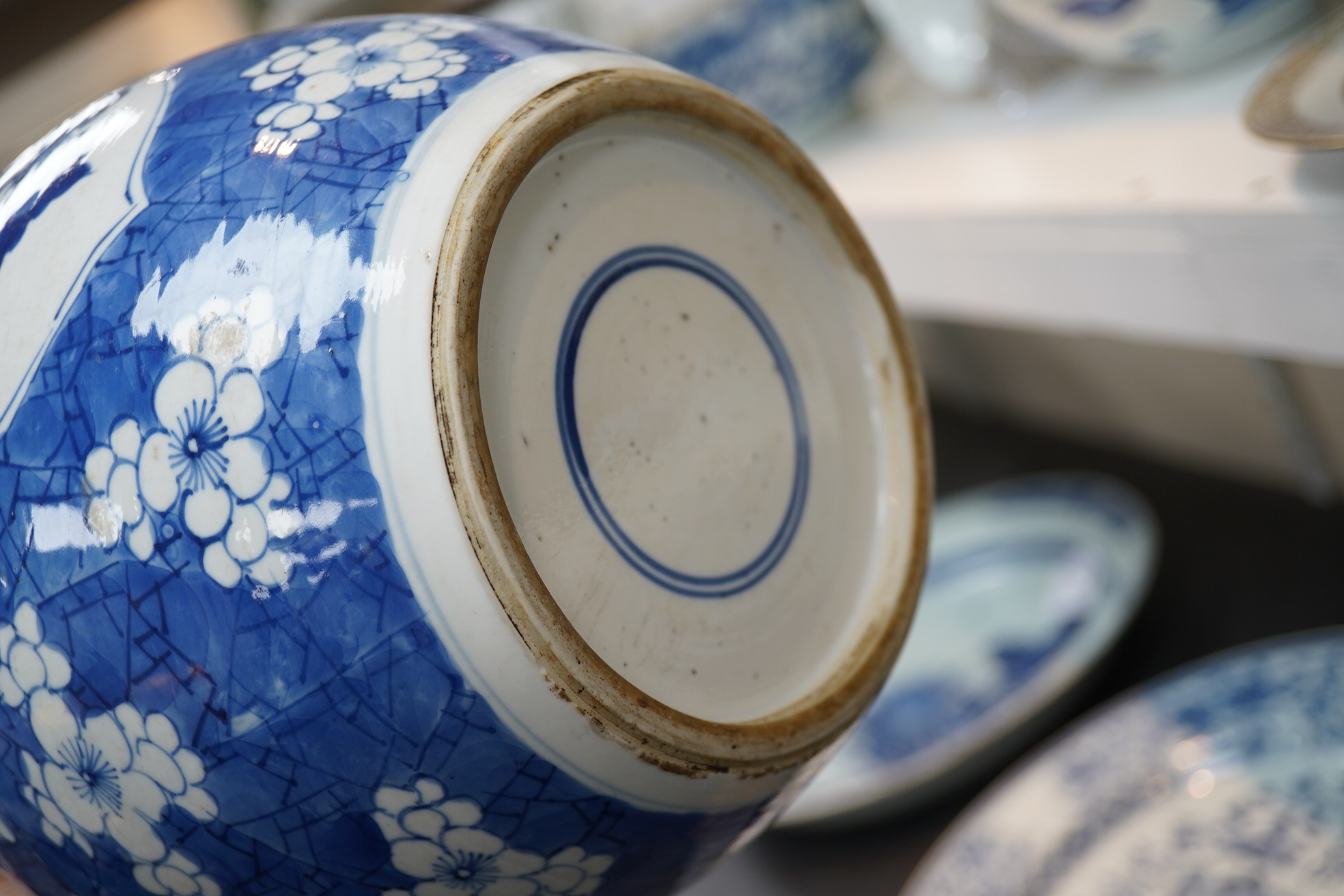 A Chinese blue and white ovoid jar, Kangxi period (1662-1722)
